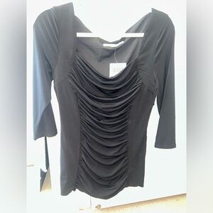 Boston Proper Black Long Sleeve Ruched Shirt